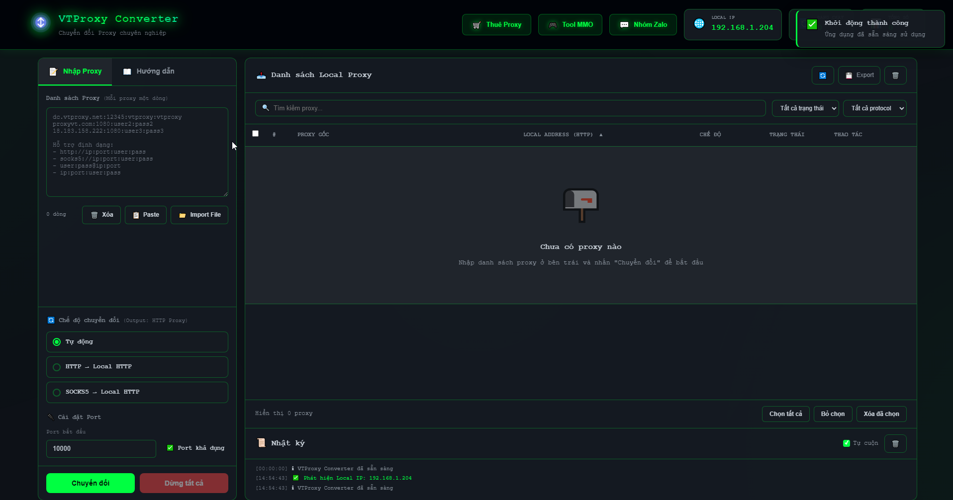 CDPROXY Converter - Giao diện chính